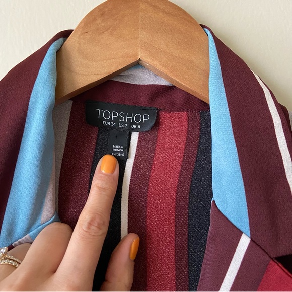 NEW TOPSHOP Striped Midi Jumpsuit Business Casual Straight Leg Ankle Pant 2 - Picture 7 of 9